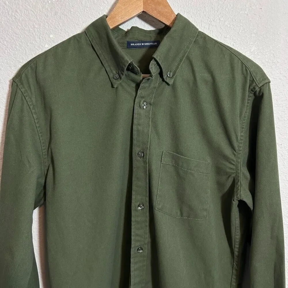 Brandy Melville Stephanie Cargo Shirt Jacket Shacket Army Green Oversized OS - Picture 4 of 9